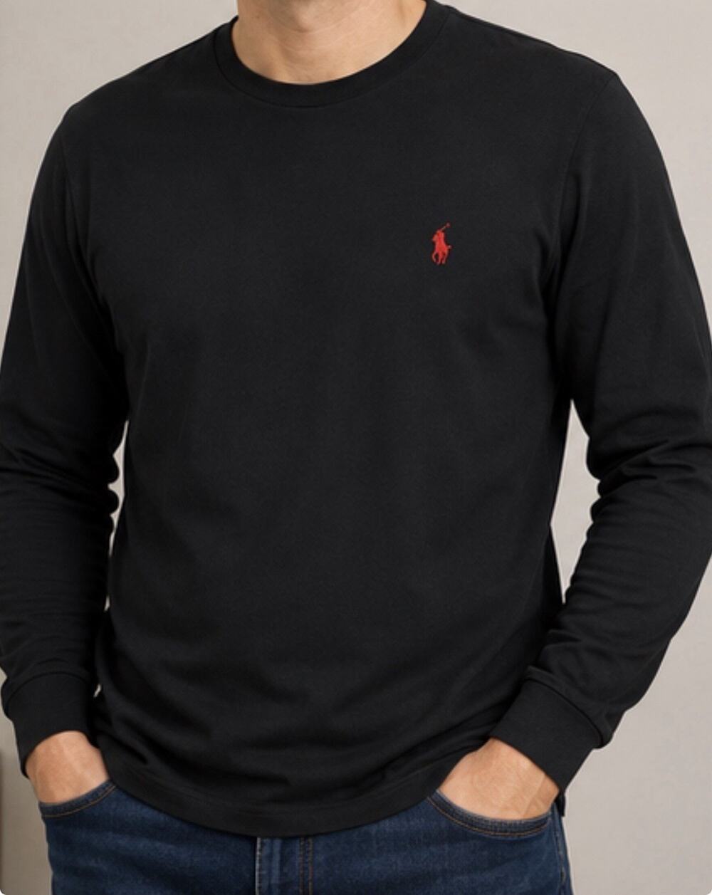 Polo Ralph Lauren Men’s XXL Black Long Sleeve T Shirt Red Pony Cotton